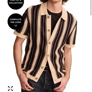 Lucky Brand Cream and Black Cardigan Sweater with Minimalist Design